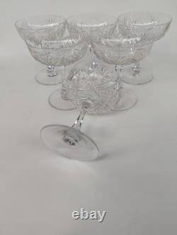 6 Coupes A Champagne En Cristal De Saint Louis, Modèle Moselle, Années 30