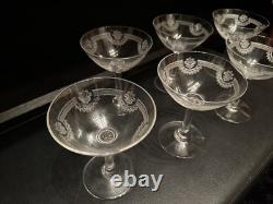 6 Coupes À Champagne en Cristal de Saint Louis modèle MANON H 12 Cm Anciennes