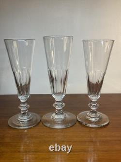 6 Coupes Ou Flûtes À Champagne Cristal Taillé, Modèle Caton, Baccarat St Louis