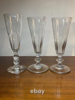 6 Coupes Ou Flûtes À Champagne Cristal Taillé, Modèle Caton, Baccarat St Louis