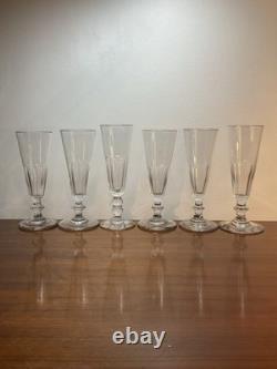 6 Coupes Ou Flûtes À Champagne Cristal Taillé, Modèle Caton, Baccarat St Louis