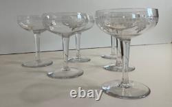 6 Coupes à champagne en Cristal gravé Année 50/60 Saint Louis