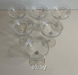 6 Coupes à champagne en Cristal gravé Année 50/60 Saint Louis