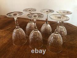 6 ÉLÉGANTS VERRES A VIN EN CRISTAL DE SAINT LOUIS, modèle ROLAND (H 13,3 cm)