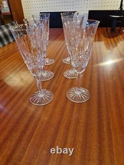 6 Flûtes à Champagne En Cristal de Lorraine Modèle Tommy D'après Saint Louis