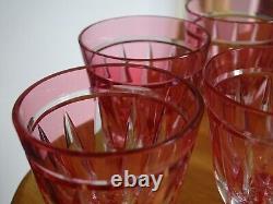 6 VERRES A APERITIF CRISTAL TAILLER DOUBLER COLORER ROUGE ht 6 cm STYLE ST LOUIS