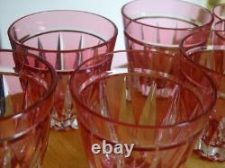 6 VERRES A APERITIF CRISTAL TAILLER DOUBLER COLORER ROUGE ht 6 cm STYLE ST LOUIS