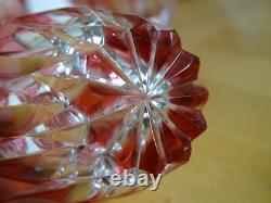 6 VERRES A APERITIF CRISTAL TAILLER DOUBLER COLORER ROUGE ht 6 cm STYLE ST LOUIS