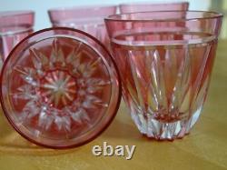 6 VERRES A APERITIF CRISTAL TAILLER DOUBLER COLORER ROUGE ht 6 cm STYLE ST LOUIS