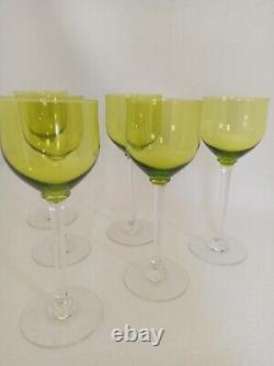 6 VERRES À VIN DU RHIN EN CRISTAL DE BACCARAT OU SAINT LOUIS Couleur Vert