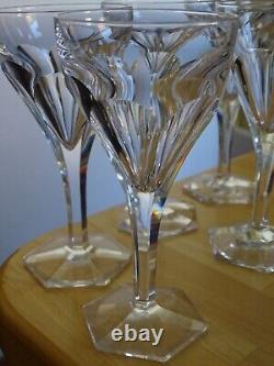 6 VERRES A VIN ROUGE CRISTAL TAILLE COTES PLATES STYLE SAINT LOUIS ht 15,2 cm