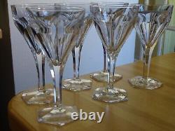 6 VERRES A VIN ROUGE CRISTAL TAILLE COTES PLATES STYLE SAINT LOUIS ht 15,2 cm