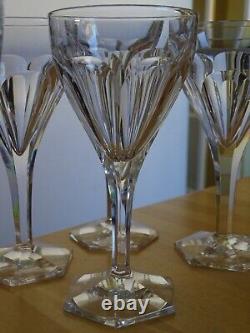 6 VERRES A VIN ROUGE CRISTAL TAILLE COTES PLATES STYLE SAINT LOUIS ht 15,2 cm
