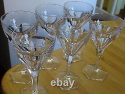 6 VERRES A VIN ROUGE CRISTAL TAILLE COTES PLATES STYLE SAINT LOUIS ht 15,2 cm