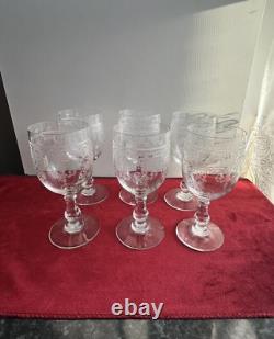 6 Verres A Eau En Cristal Gravé Baccarat Ou St Louis