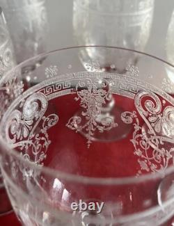 6 Verres A Eau En Cristal Gravé Baccarat Ou St Louis