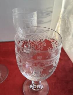 6 Verres A Eau En Cristal Gravé Baccarat Ou St Louis