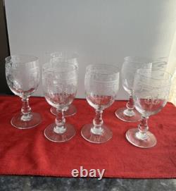 6 Verres A Eau En Cristal Gravé Baccarat Ou St Louis