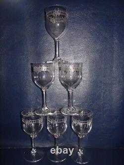 6 Verres A Vin Rouge Blanc Cristal Grave Acide De Roses St Louis Baccarat H. 12.2