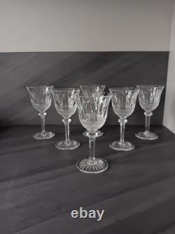 6 Verres A Vin Rouge En Cristal Taillé Tommy St Louis Signée 17 Cm