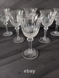 6 Verres A Vin Rouge En Cristal Taillé Tommy St Louis Signée 17 Cm