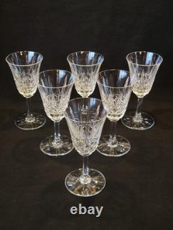 6 Verres À Vin Rouge St Saint Louis Modèle Tarn En Cristal Taillé Signé 16 Cm