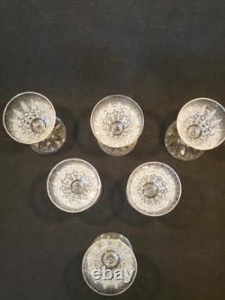 6 Verres À Vin Rouge St Saint Louis Modèle Tarn En Cristal Taillé Signé 16 Cm