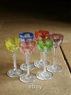 6 Verres Cristal Overlay Taille Baccarat St Louis Roemer