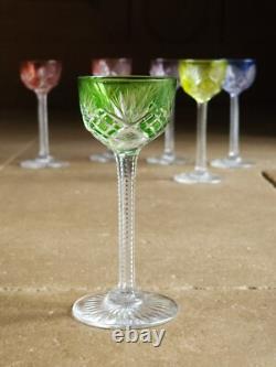 6 Verres Cristal Overlay Taille Baccarat St Louis Roemer