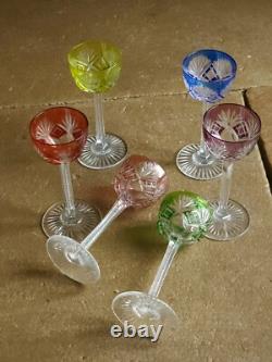 6 Verres Cristal Overlay Taille Baccarat St Louis Roemer
