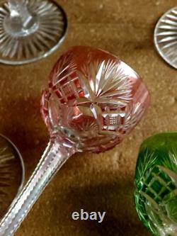 6 Verres Cristal Overlay Taille Baccarat St Louis Roemer
