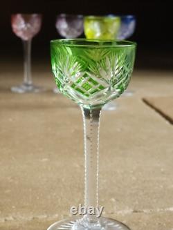 6 Verres Cristal Overlay Taille Baccarat St Louis Roemer