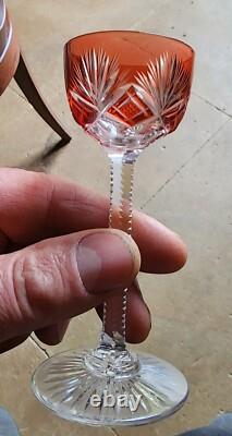 6 Verres Cristal Overlay Taille Baccarat St Louis Roemer