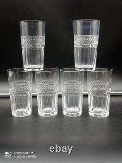6 Verres Gobelets en Cristal de SAINT-LOUIS modèle TRIANON, H 11 cm, signé