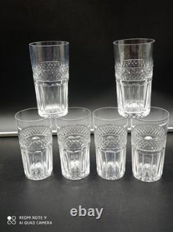6 Verres Gobelets en Cristal de SAINT-LOUIS modèle TRIANON, H 11 cm, signé