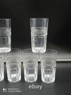 6 Verres Gobelets en Cristal de SAINT-LOUIS modèle TRIANON, H 11 cm, signé