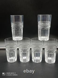 6 Verres Gobelets en Cristal de SAINT-LOUIS modèle TRIANON, H 11 cm, signé