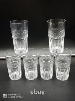 6 Verres Gobelets en Cristal de SAINT-LOUIS modèle TRIANON, H 11 cm, signé