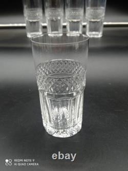 6 Verres Gobelets en Cristal de SAINT-LOUIS modèle TRIANON, H 11 cm, signé