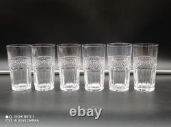 6 Verres Gobelets en Cristal de SAINT-LOUIS modèle TRIANON, H 11 cm, signé