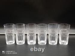 6 Verres Gobelets en Cristal de SAINT-LOUIS modèle TRIANON, H 11 cm, signé
