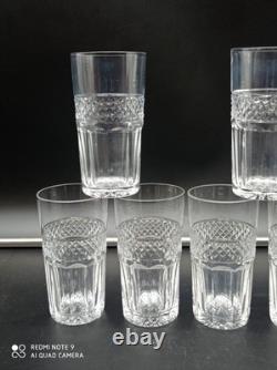 6 Verres Gobelets en Cristal de SAINT-LOUIS modèle TRIANON, H 11 cm, signé