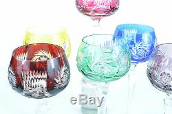 6 beaux verres à vin cristal double taillé couleur Bohème St Louis étoiles Glass