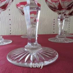 6 coupe a champagne de couleur rouge en cristal de saint louis modèle beaufort