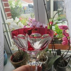 6 coupe a champagne de couleur rouge en cristal de saint louis modèle beaufort