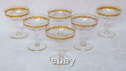 6 coupes à champagne cristal de St Louis modèle Roty gravé et doré