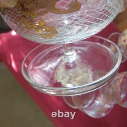 6 coupes à glace ou à fruit en cristal de saint louis decor a l or