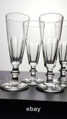6 flutes à Champagne en cristal de BACCARAT SAINT LOUIS modèle Caton