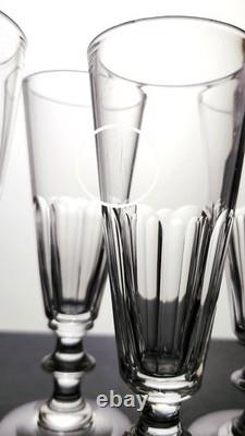 6 flutes à Champagne en cristal de BACCARAT SAINT LOUIS modèle Caton