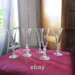 6 flûtes à champagne en cristal de saint louis modèle Lozère signé H 18,5 cm